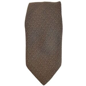 BachRach‎ Brown Made in Italy Woven Texture Neck Tie Silk Wool Blend 60" Long